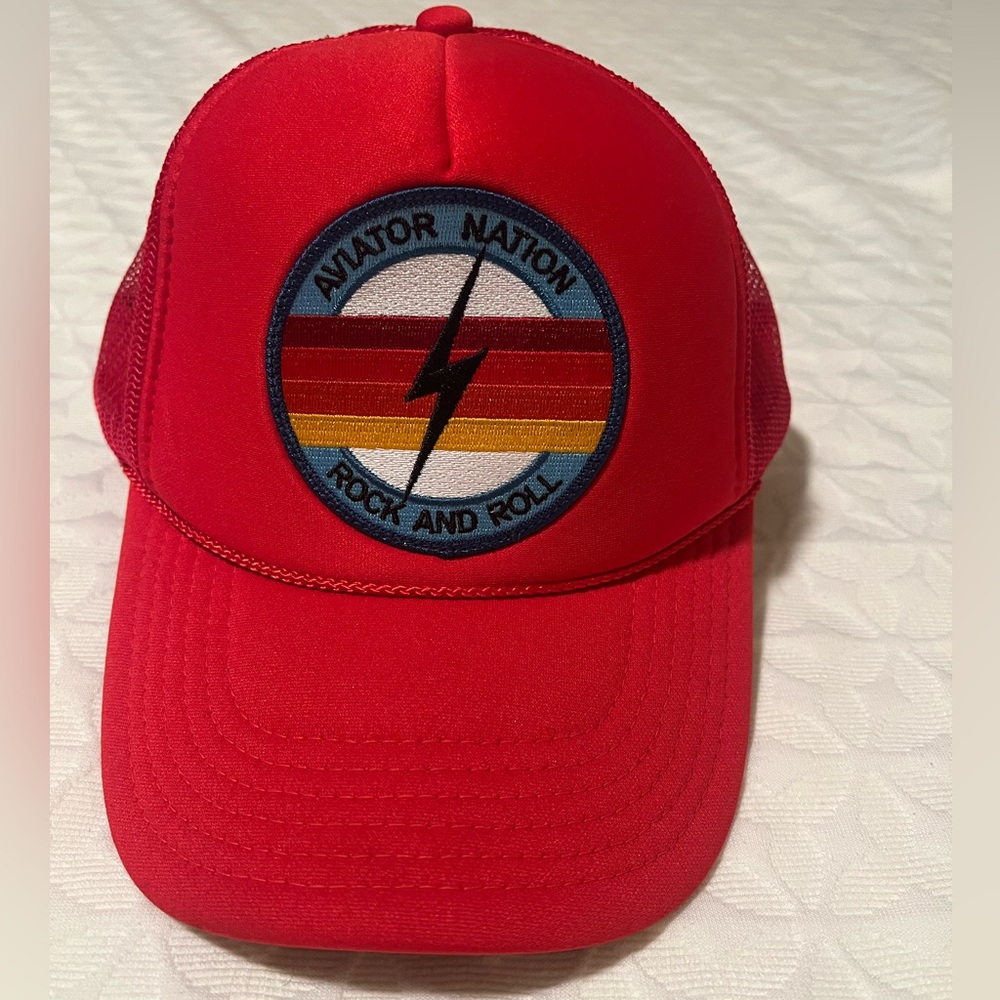 Aviator Nation Rock and Roll Trucker Red Hat NWOT
